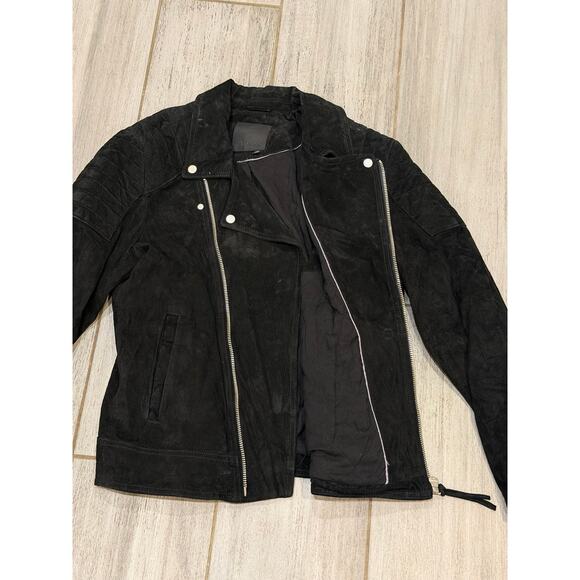 Blank NYC Leather Jacket Mens Large Black Moto Biker Zip Suede Minimalist Biker - Picture 4 of 8